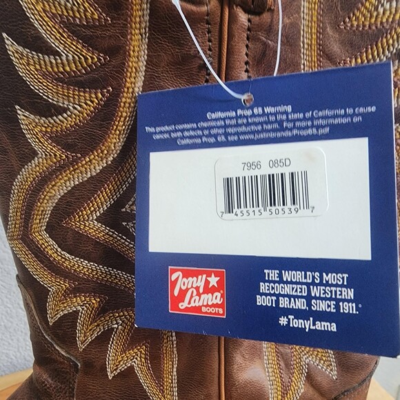 Tony Lama Americana 7956 Boots Mens Size 8.5 Brown Leather Western Cowboy main image 11